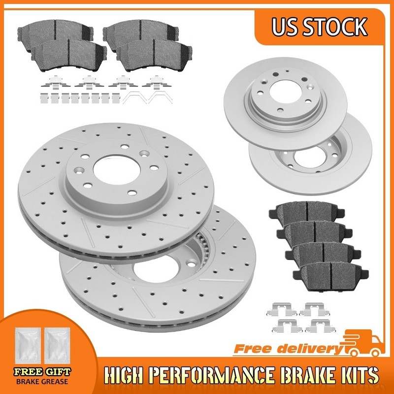 Front & Rear Drilled Brake Rotor Pad For Mazda 6 Lincoln MKZ Zephyr Fusion Milan