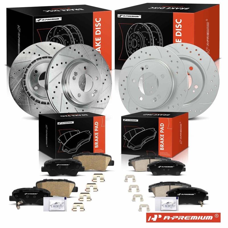 A-Premium Front & Rear Drilled Rotors & Ceramic Pads for Hyundai Elantra 17-20