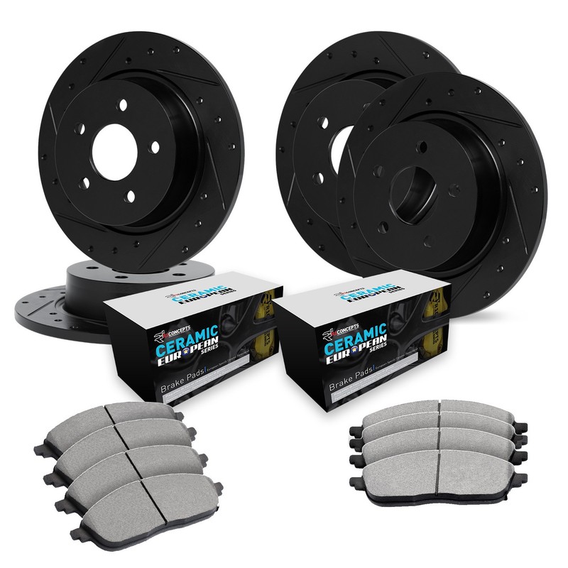 R1 Concepts Whtn2 63007 R1 Brake Rotors D S Black W Euro Ceramic Pads gallery