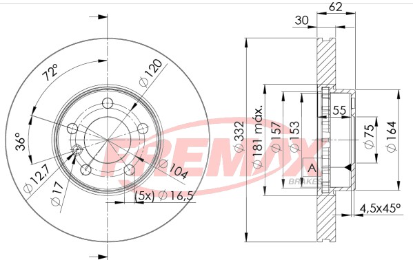 Remax BD-1985 Brake Disc for BMW