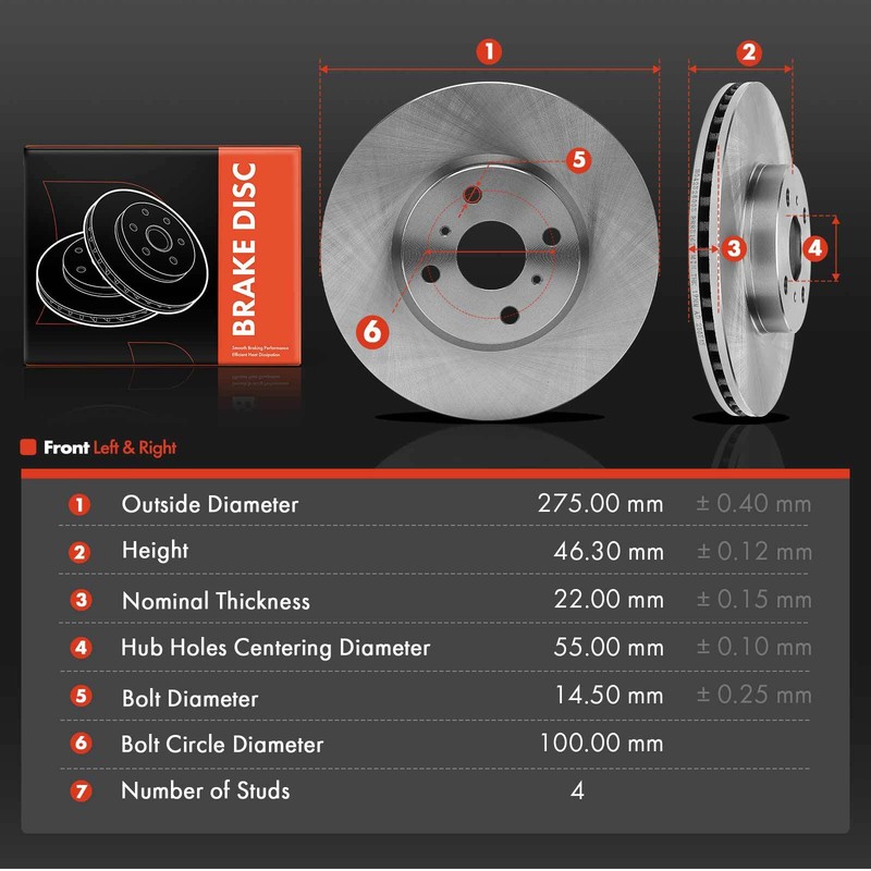 2Pcs Disc Brake Rotors for Toyota Yaris 2012 2013 2014-2018 L4 1.5L Front Side gallery