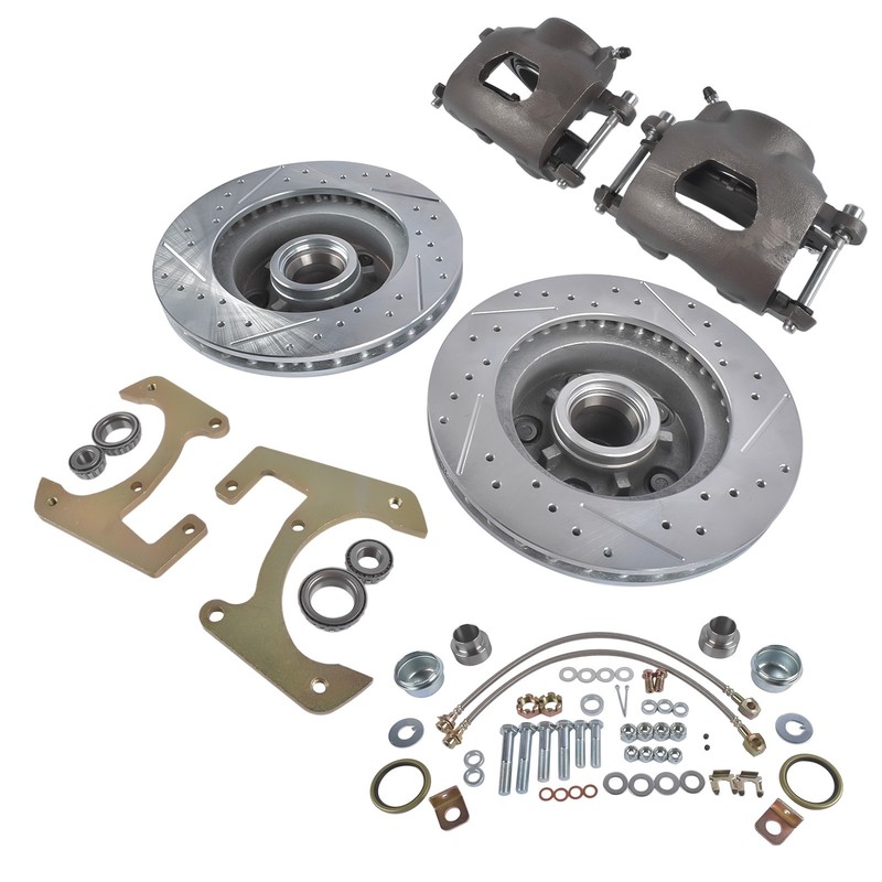 Disc Brake Kit 11" Brake Rotor + Hardware for Chevy 1/2 Ton Pickup Drilled 47-59 gallery