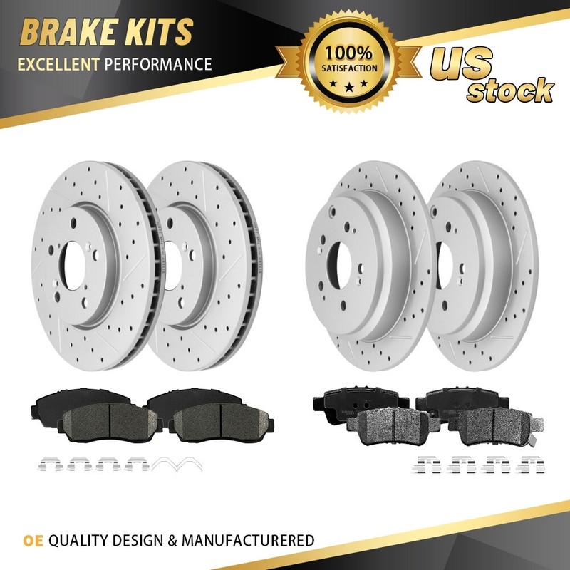 Front Rear Drilled Rotors & Ceramic Brake Pads for Honda Odyssey 2005 – 2010