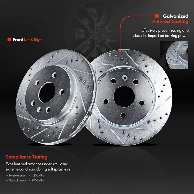 Rear Drilled Brake Rotor & Pads + Hub Bearing for Cadillac XTS Chevrolet 18-19 gallery