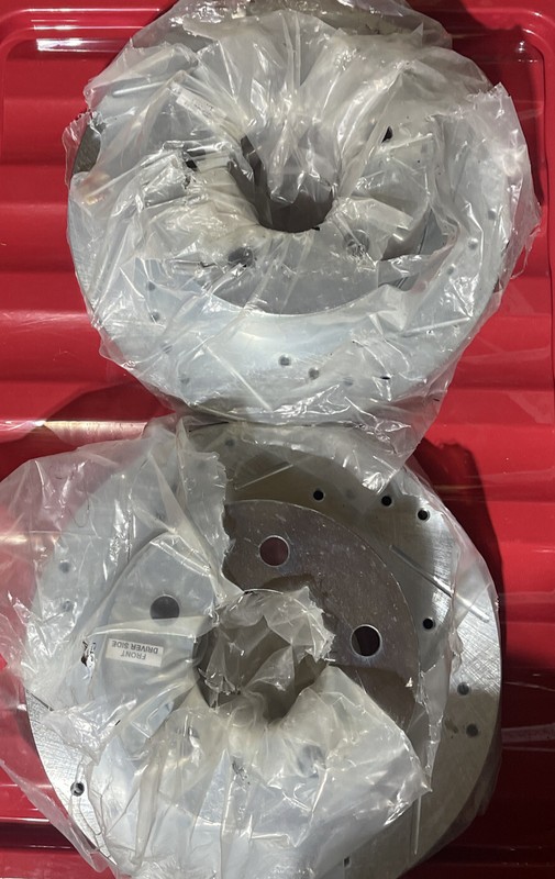 (1) pair disc brake rotor cross drilled slotted front power st Left/ Right gallery