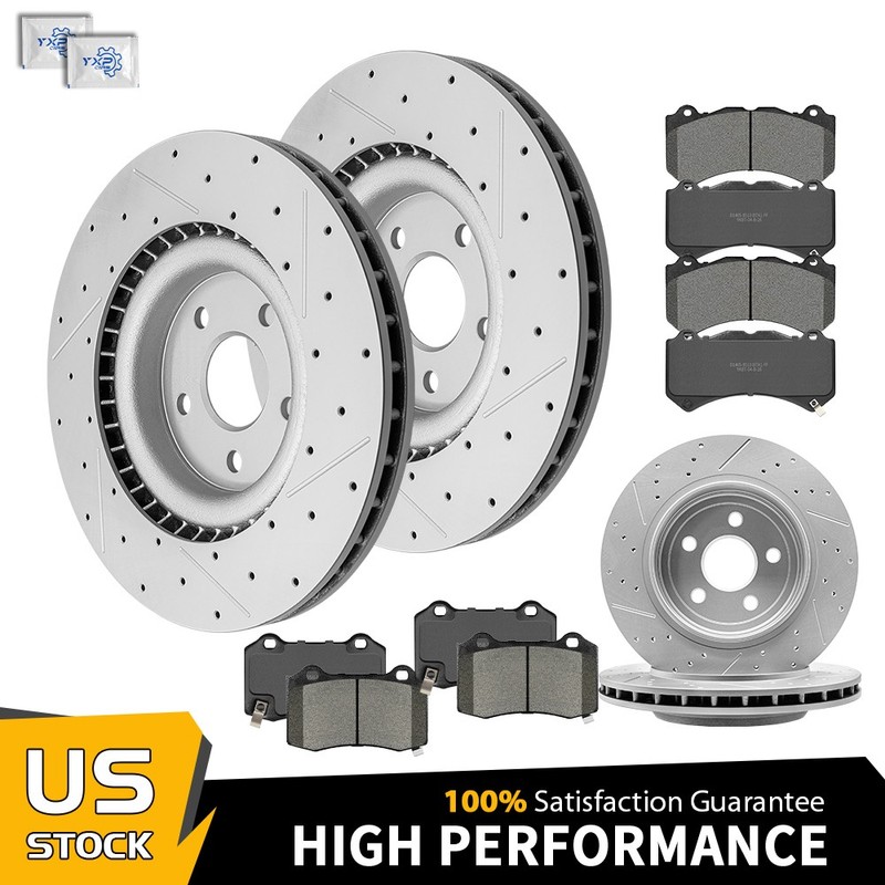Front & Rear Drilled Rotors Brake Pads Kit For Jeep Grand Cherokee Dodge Durango