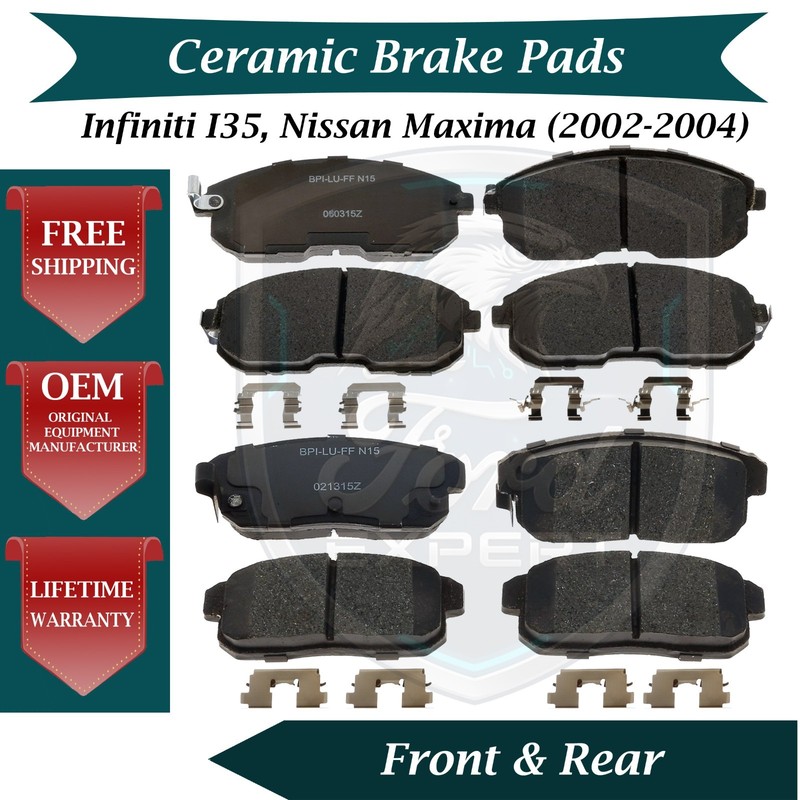 Premium OE Front & Rear Ceramic Brake Pads Kit For 2002-2004 Nissan Infiniti