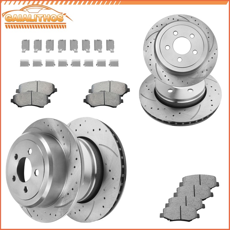 Front & Rear DIsc Rotors Brake Pads Kit for 2008-2012 Dodge Nitro Jeep Liberty