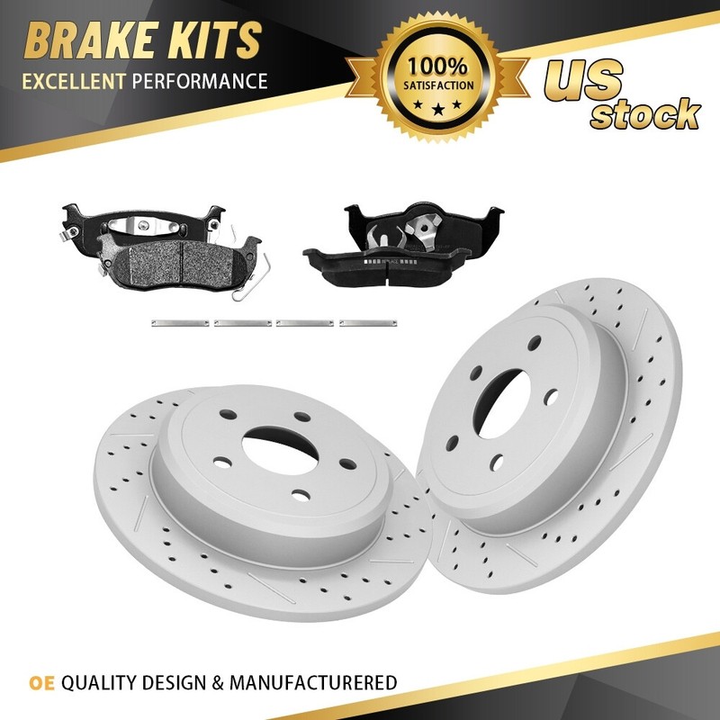Rear Drilled Rotors & Ceramic Pads for 2005-2010 Jeep Commander Grand Cherokee