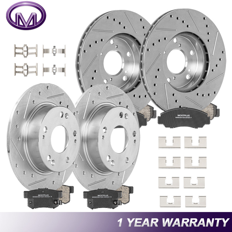 4X Front Rear Disc Brake Rotor &Ceramic Brake Pads For 2003-07 HONDA Accord 2.4L