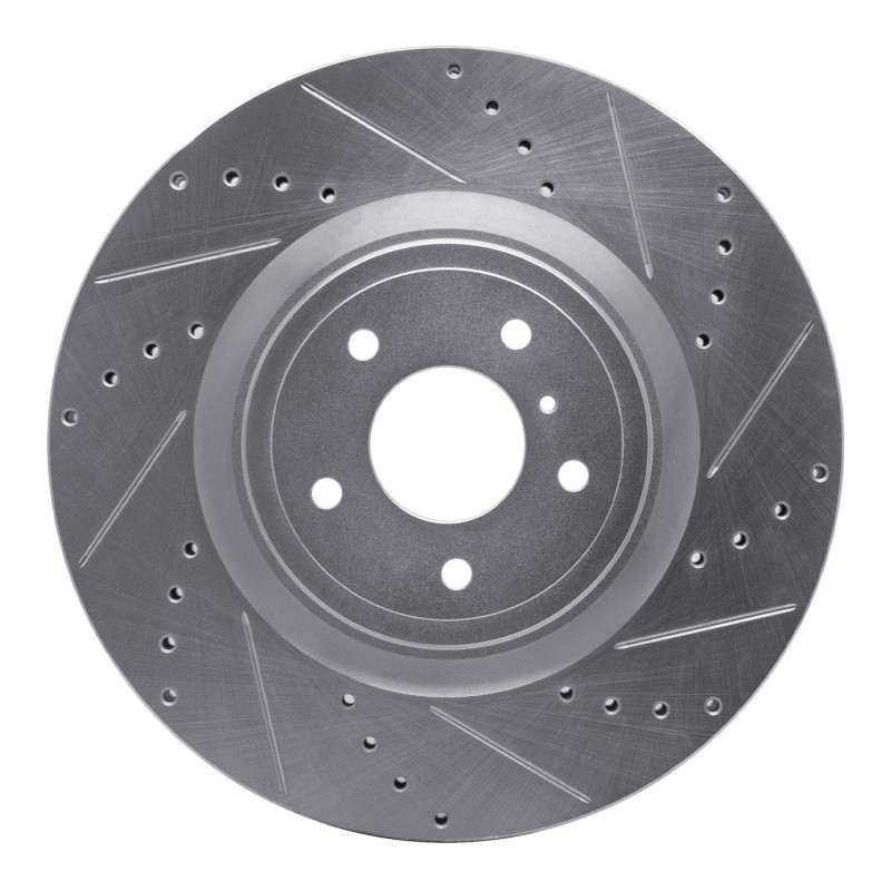 R1 Concepts Front Right Drilled & Slotted Brake Rotor for Nissan 370Z & Infiniti