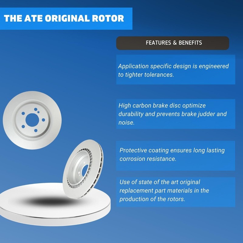 Pair Front Brake Rotors Premium Ate German 2006 BMW 330i 330xi 34 11 6 764 645 gallery
