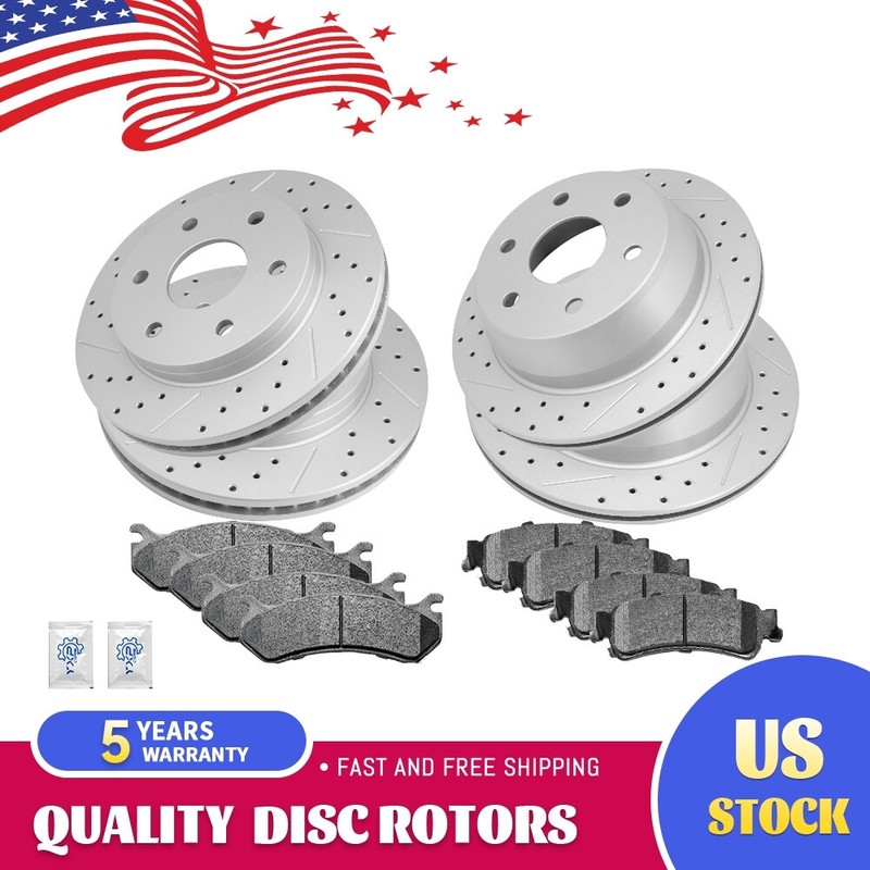 Front Rear Disc Rotors & Brake Pads for Chevy Silverado GMC Sierra 1500 Yukon