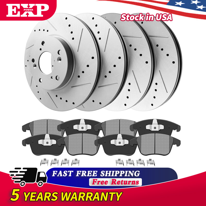 Front & Rear Drilled Disc Rotors + Brake pads for Chevrolet Equinox GMC Terrain