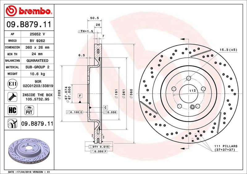 Brembo Brake Disc Set Front & Rear Mercedes AMG GT C GT S GT R C190 R190 gallery