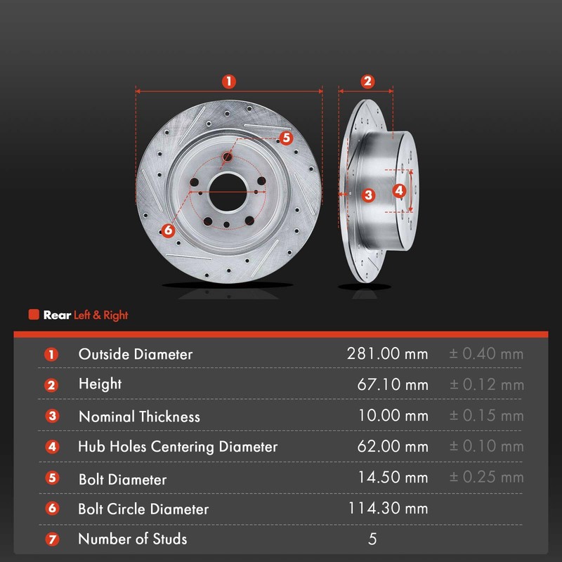 Drilled Rotors & Brake Pads for Lexus ES350 2007-2012 Toyota Camry Front & Rear gallery