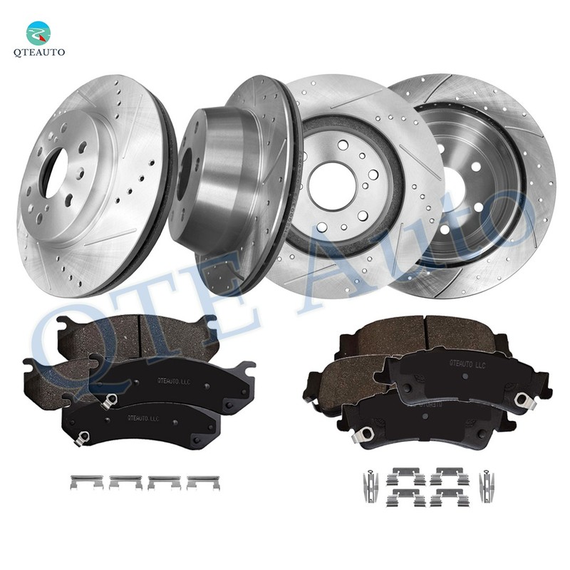 12 329.95-325 Drilled Brake Rotors-Pad For 2005 2006 GMC Sierra 1500 F D785 7653