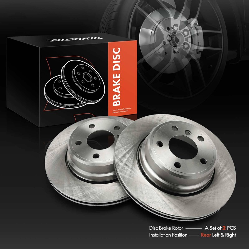 2pcs Rear Driver & Passenger Side Disc Brake Rotors for BMW X5 2002 2003 04-06 gallery