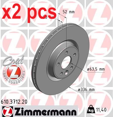 X2 PCS L&R SIDES FRONT BRAKE DISC 610.3712.20