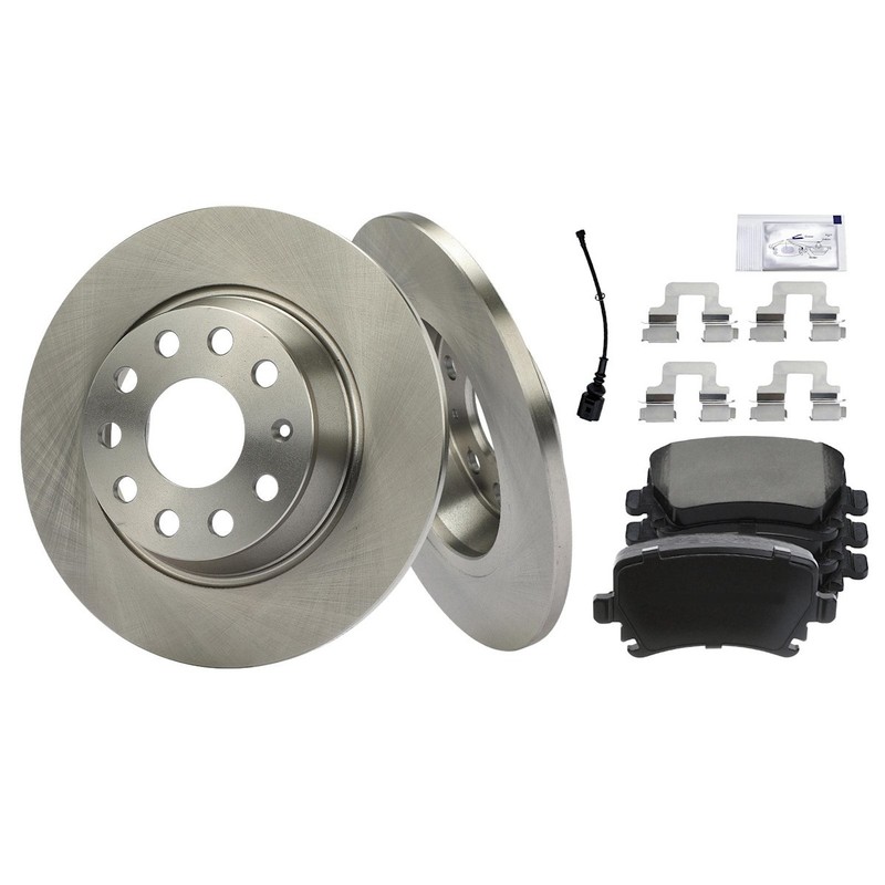 2-Wheel Set Brake Disc and Pad Kits Rear for VW Volkswagen Tiguan Jetta Audi GTI