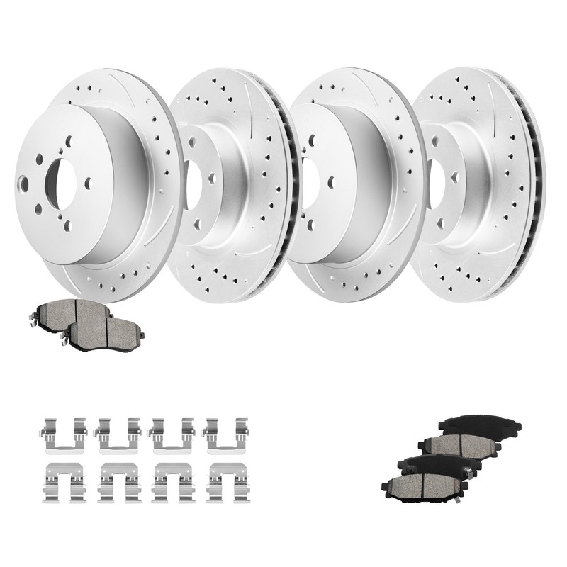 Front Rear DRILLED Rotors and Pads for 2012 20113 2014 2015 2016 Subaru Impreza