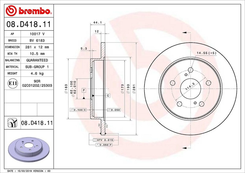 Brembo 08D41811C02 BRAKE ROTORS gallery