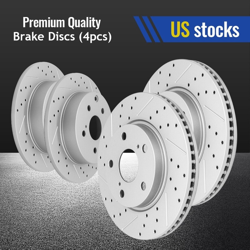 275mm Front and 281mm Rear Drilled Rotors for 2006-2018 Toyota Rav4 Lexus HS250H