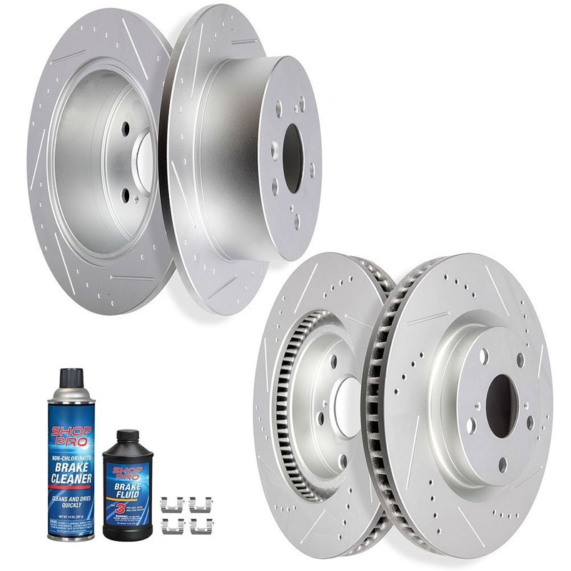 Front & Rear Drilled Slotted Brake Rotors Black Set of 4 for Toyota Camry 2.4L