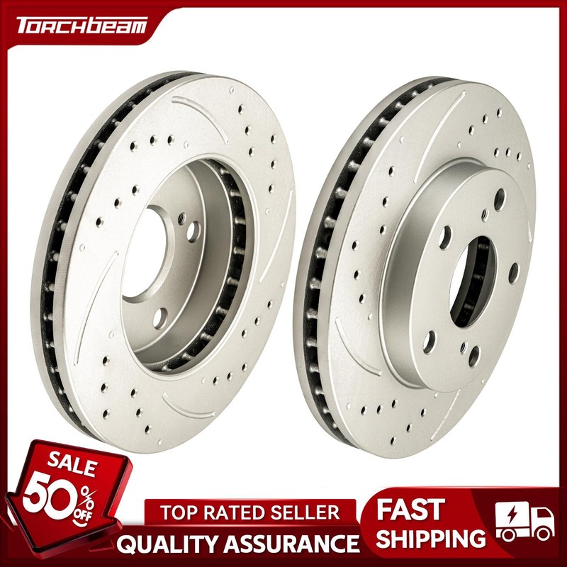 2x Front Drilled Slotted Brake Rotors For 1992-1999/2000-2001 Toyota Camry 2.2L