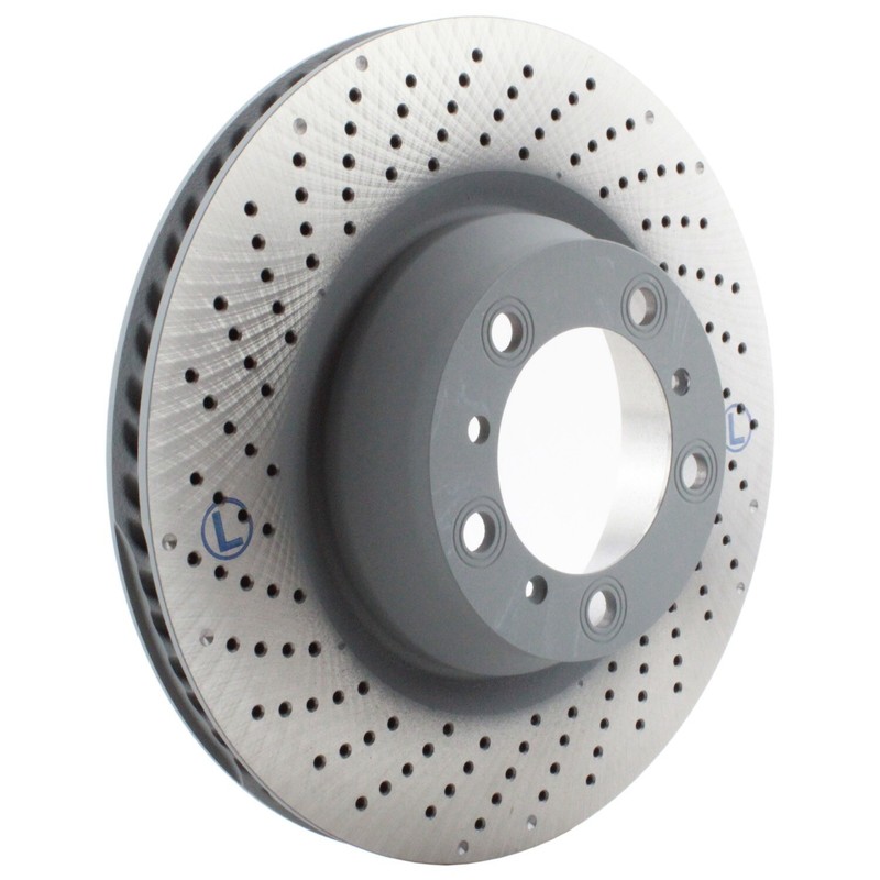 SHW Performance Rear Driver Left Drilled Disc Brake Rotor for 911 Turbo S GT3 RS gallery