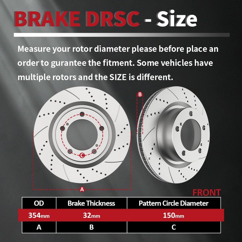354mm Front Brake Rotors Pads fit for Tundra Sequoia Land Cruiser LX570 Drilled gallery