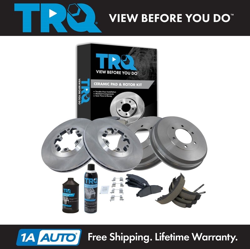TRQ Front and Rear Brake Pad & Rotor,Shoe & Drum Kit Fits Chevrolet GMC Isuzu
