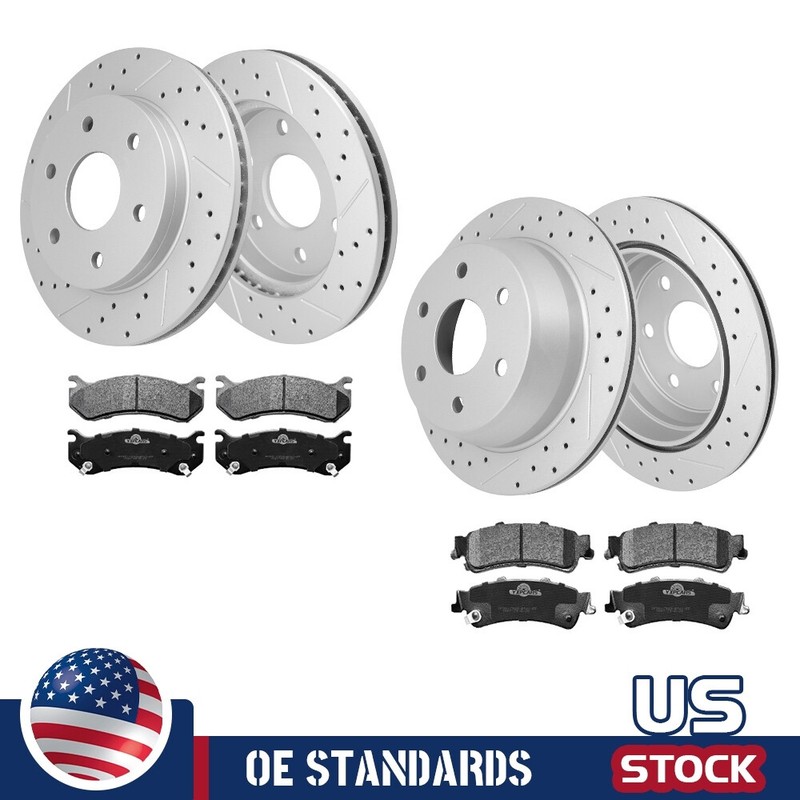 For Silverado Sierra 1500 Tahoe Yukon Front Rear Disc Rotors Ceramic Brake Pads