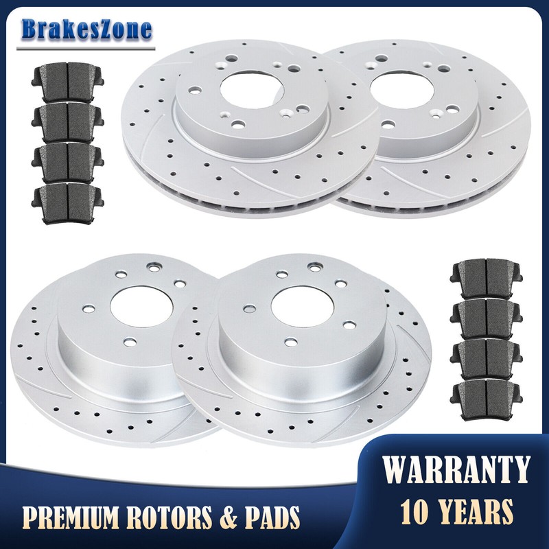 Front Rear Brake Rotors Pads fit for Honda Civic 06-11 Slotted Drilled Brakes