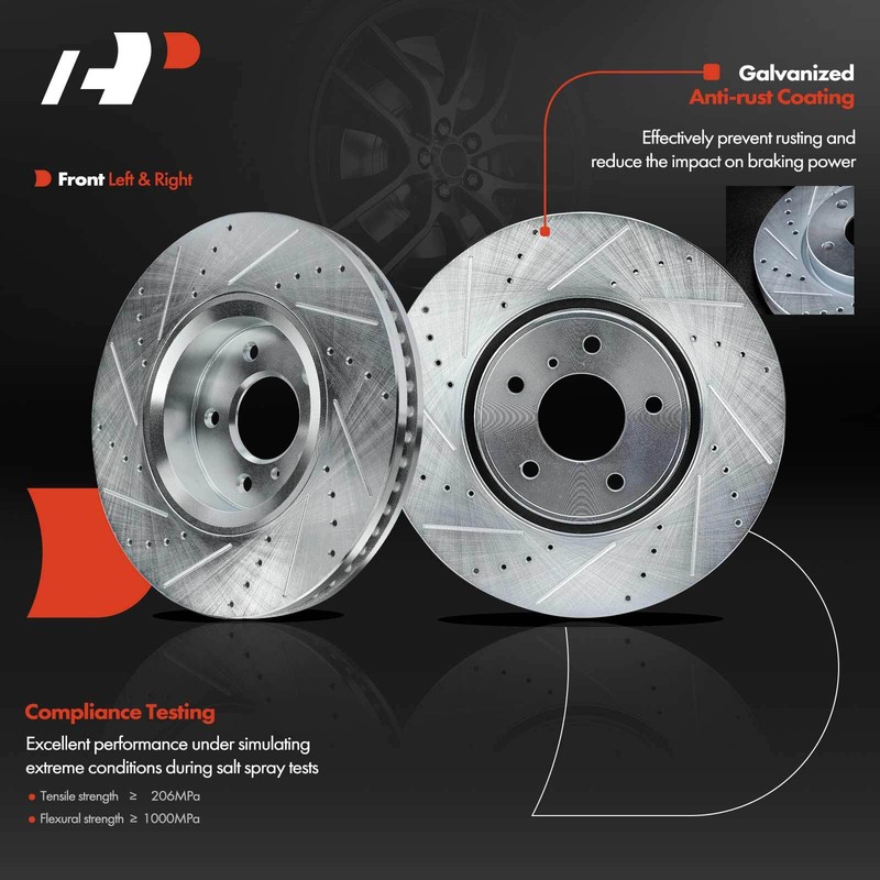 Drilled Rotors & Ceramic Brake Pad Front & Rear for INFINITI FX35 FX37 FX45 QX70 gallery