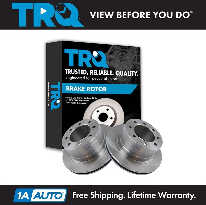 TRQ Vented Rear Disc Brake Rotor Pair for Dodge Ram 1500 2500 3500 Truck