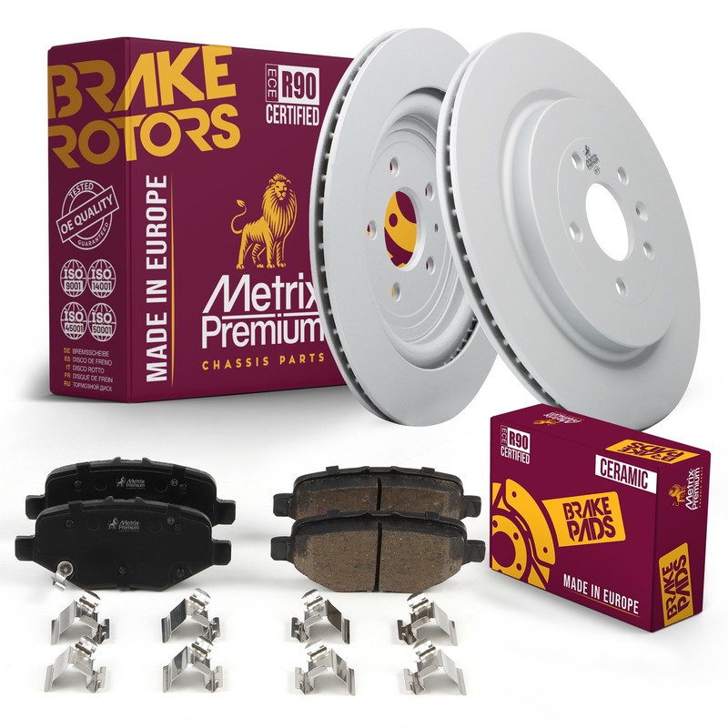 Rear Brake Rotor + Ceramic Disc Brake Pad Set Kit for 13-19 Ford Explorer, Flex