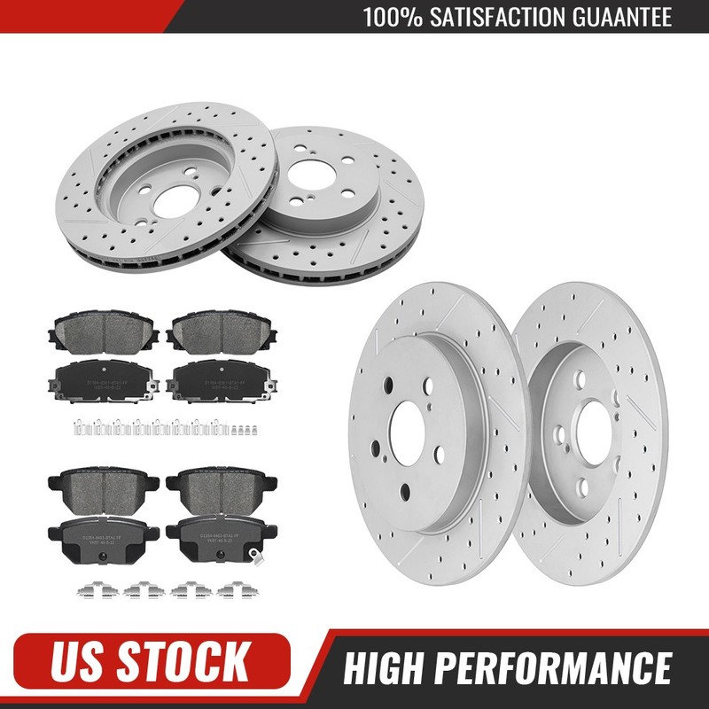 Front Rear Disc Rotors Ceramic Brake Pads For Toyota Prius Prime Awd-E 2019-2022