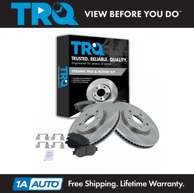TRQ Front Brake Rotor & Premium Posi Ceramic Brake Pad Kit for Lexus