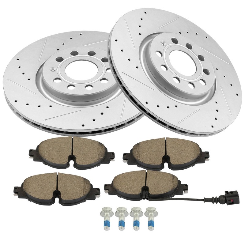 Front Brake Rotors & Ceramic Pads for Volkswagen GOLF 2015-2016 Audi A3 Quattro