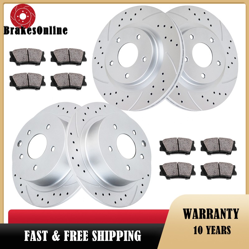 296mm Front and 291mm Rear Brake Rotors Pads for Nissan Altima 2013-23 Slotted
