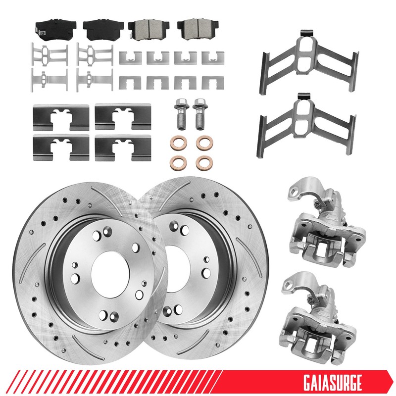 260mm Rear Disc Rotors & Ceramic Brake Pads + Calipers for Honda Civic Acura ILX
