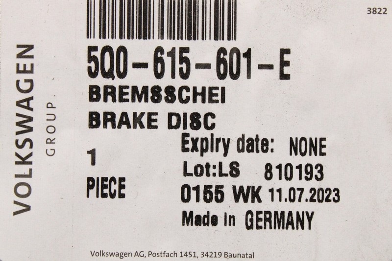 Genuine VW Golf R MK6/7/8 T-Roc Scirocco R rear brake discs (310mm) 5Q0615601E gallery