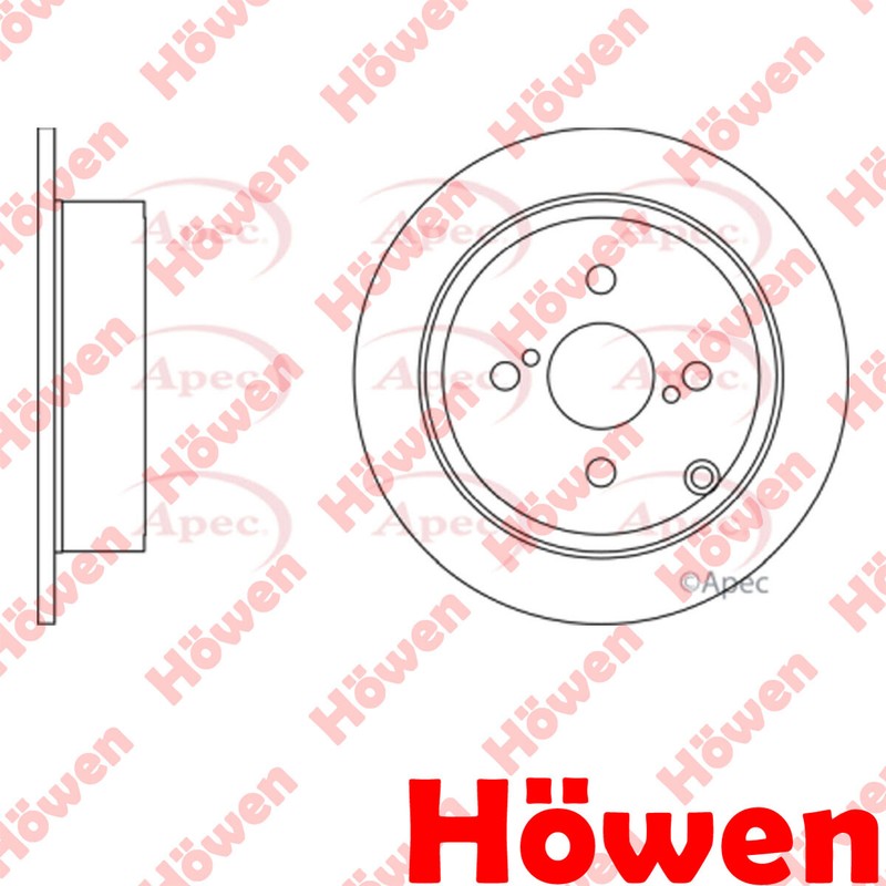 Fits Toyota Corolla 1998-2008 1.4 1.6 1x Brake Disc Rear Howen 4243102070