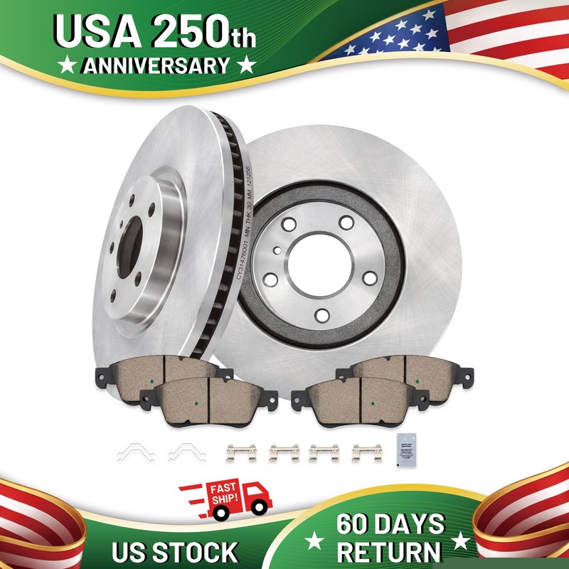 Front Disc Rotors and Ceramic Brake Pads for 2007 – 2015 INFINITI G35 G37 Q60