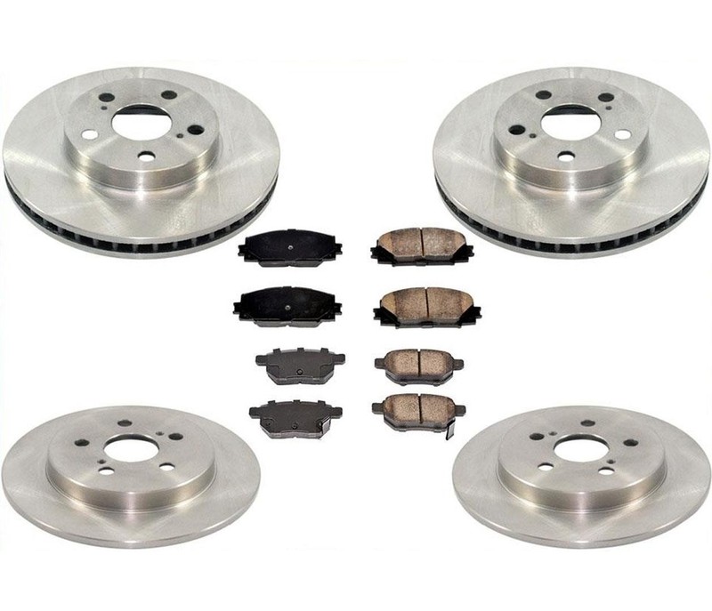 Front & Rear Rear Disc Brake Rotors & Ceramic Brake Pads for 10-15 Prius