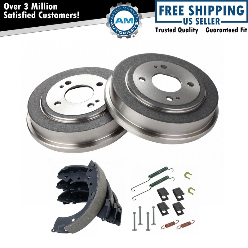 Rear Brake Shoes 2 Drums & Hardware Spring Kit Set for Honda Civic Fit