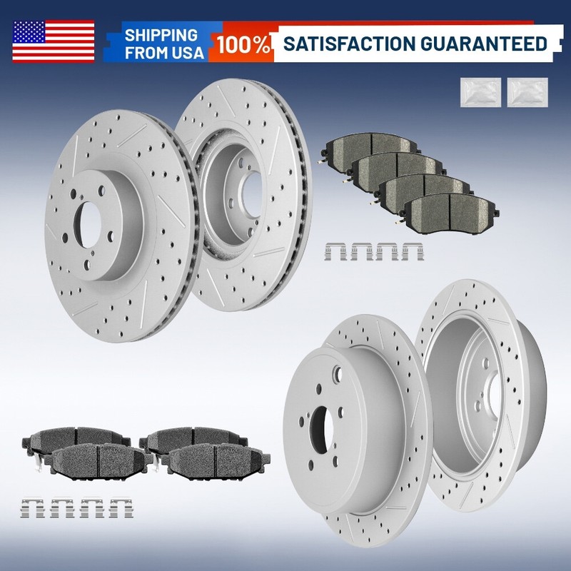 Front Rear Drilled Rotors Brake Pads for Subaru Forester Legacy Outback Impreza