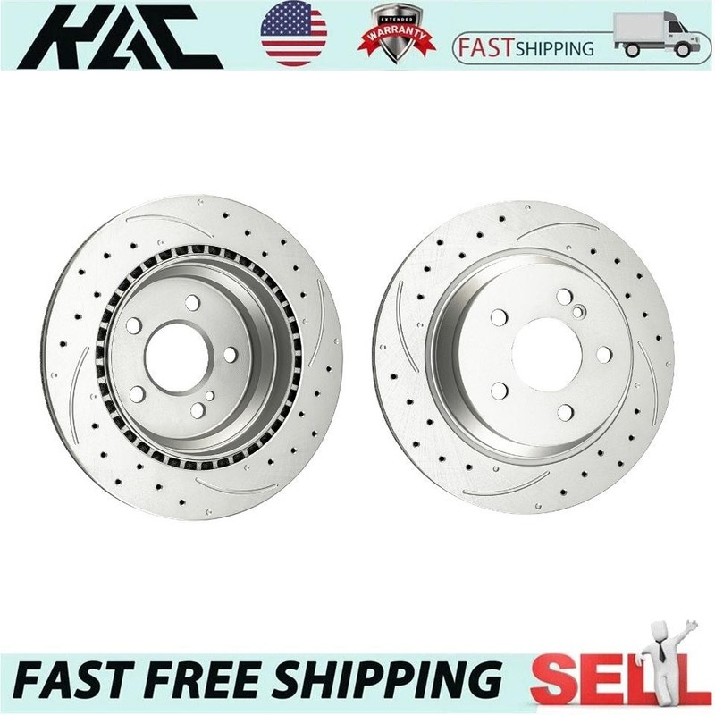 Rear Drilled Slotted Brake Rotors For 10-15 GLK350 10-12 E350 14 E350 2PC