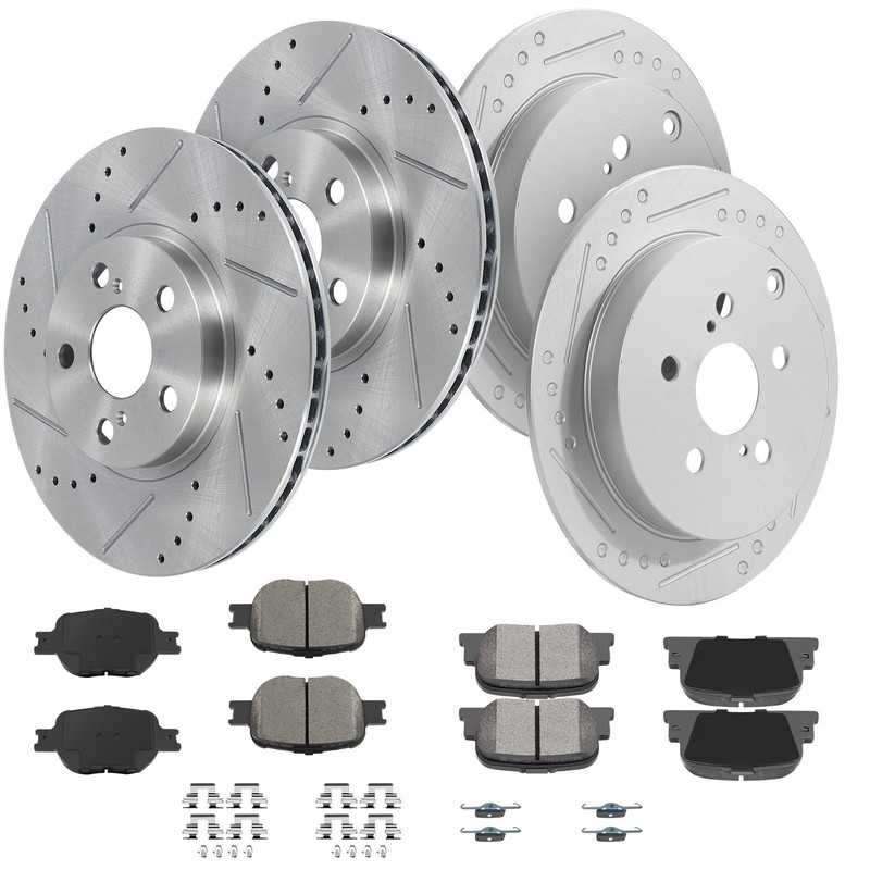 12X For Scion Tc 2005 – 2009 2010 Front & Rear Slotted Brake Rotors Ceramic Pads